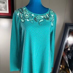 Kim Rogers Blue Embellished Blouse